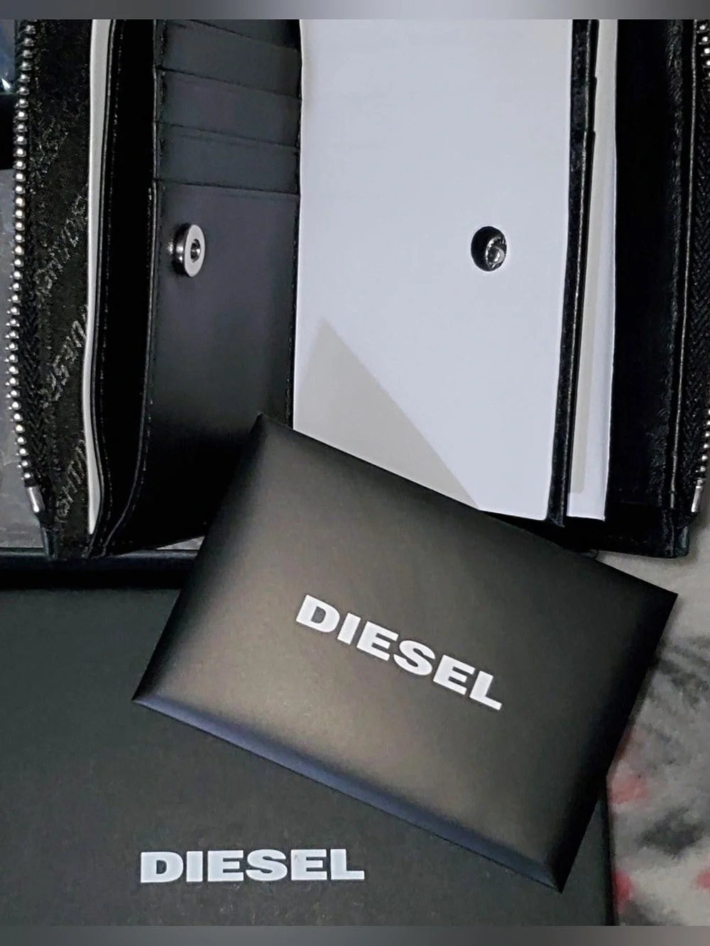 Diesel Two-Tone Textured Leather Bifold Wallet in Dark Teal